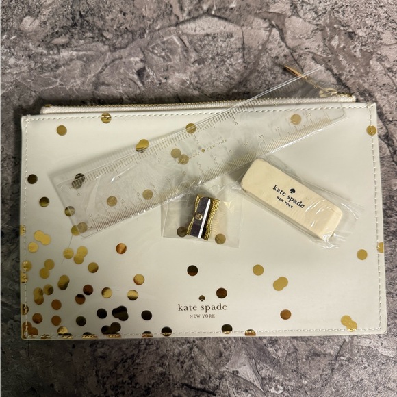 Kate Spade White and Gold Confetti Stationery Set - Picture 1 of 3
